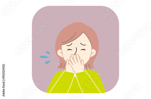 Woman Sneezing from Spring Pollen Allergy