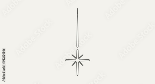 Minimalist Four-Point Star Outline with Internal Glow Lines Vector Illustration on Light Beige Background