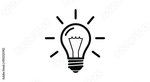 Minimalist shining lightbulb vector graphic illustration design depicting an excellent new creative idea or a brilliant innovative solution concept art for business.