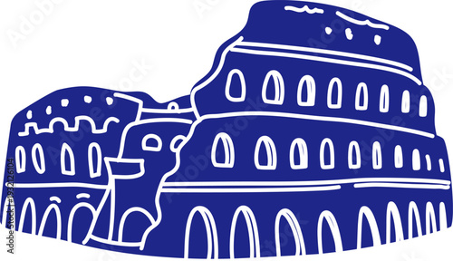 Colosseum Landmark Outline Drawing