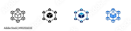blockchain icon set multiple style collection