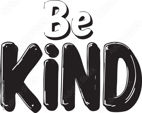 Inspirational be kind message with 3d text on soft blue background and cloudy texture promoting positivity and kindness