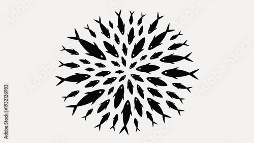 Fish school black silhouettes pattern