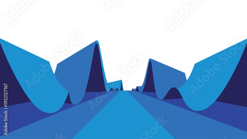 Geometric blue peaks landscape vector