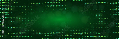 Abstract green digital data stream for quantum computing and cybersecurity network visualization