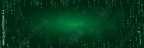 Abstract Green Technology Background with Vertical Data Streams for Secure Network Encryption