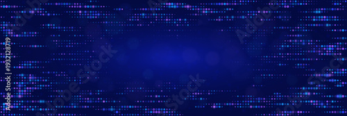 Quantum Computing Data Stream Background with Glowing Digital Particles and Cyber Network Visualization