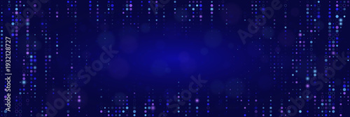 Quantum Computing Data Stream Background with Glowing Blue Digital Matrix Particles