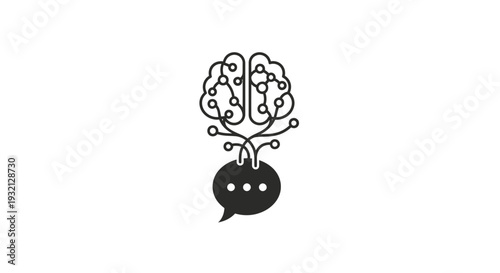 Brain Growing from Speech Bubble Icon.