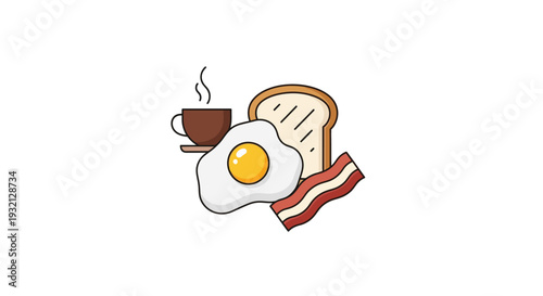 Breakfast food with egg and bacon.