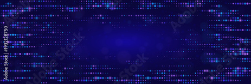 Abstract Quantum Computing Data Stream with Glowing Blue and Purple Digital Dots