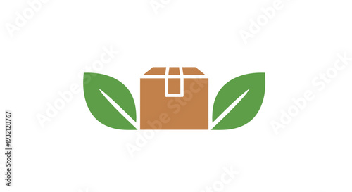 Brown cardboard box with green leaves.
