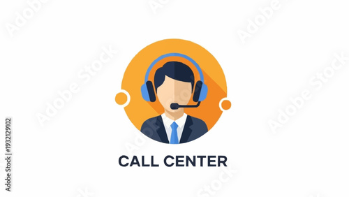 Man wearing headset and suit.