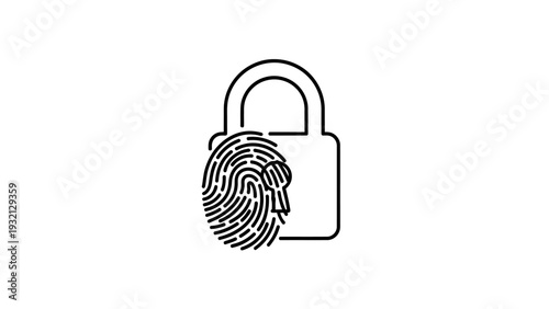 Fingerprint on secure lock icon.