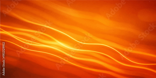 An abstract orange background illustration features a bright motion pattern of gold waves and silk textures designed with a swirl of fire flames and yellow light curves