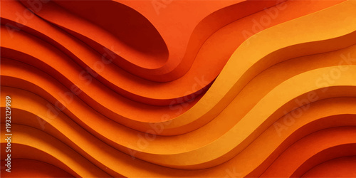 An abstract orange background featuring fluid silk waves and light spiral curves creates a vibrant motion texture for an artistic vector wallpaper design