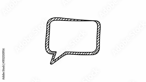 Black and white speech bubble icon.
