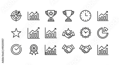 Business growth  icon set for business man