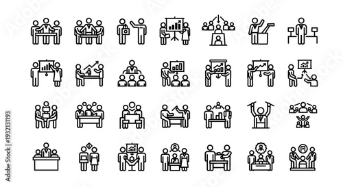 Business growth  icon set for business man