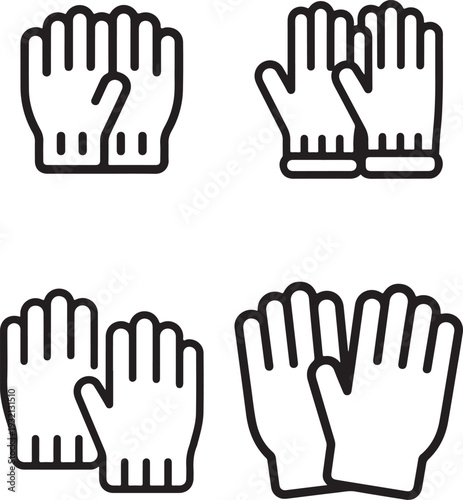 Collection of glove icons for protection, safety, and work