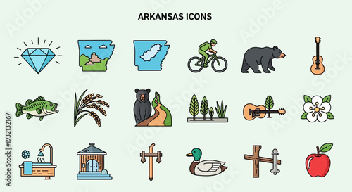 Arkansas Icons A Collection of State Symbols and Attractions for Design Projects