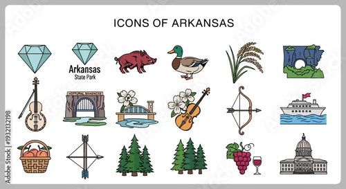 Arkansas State Symbols and Icons Collection A Visual Representation of the Natural and Cultural Heritage of Arkansas