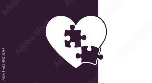 Heart Shape Puzzle Pieces Together.