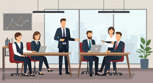 Business Professionals in Modern Office Meeting.