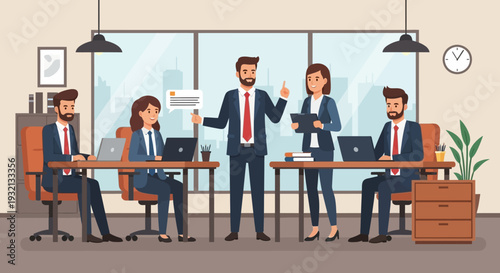 Business Professionals Working in Modern Office.