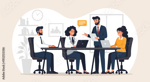 Business Team Meeting Discussion Office Scene.