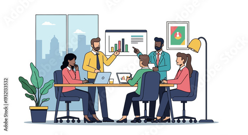 Business Team Meeting in Modern Office.