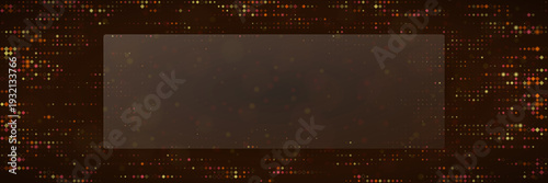 Abstract Digital Data Encryption Background with Glowing Amber Halftone Grid and Cybersecurity Interface Frame