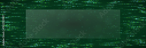 Cybersecurity Data Encryption Interface with Glowing Green Pixel Pattern and Copy Space