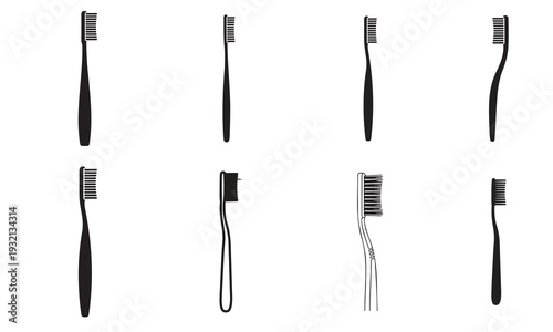 Various toothbrushes in different shapes and sizes for oral hygiene  dental care tools