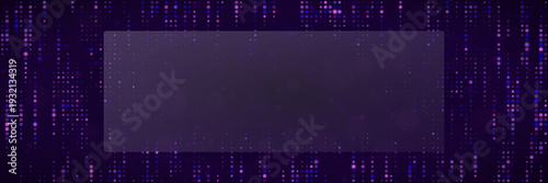 Abstract Quantum Computing Data Stream Background with Purple Digital Matrix and Glowing Particles