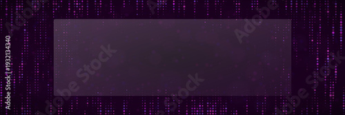Cybersecurity Data Stream Background with Purple Digital Matrix and Copy Space