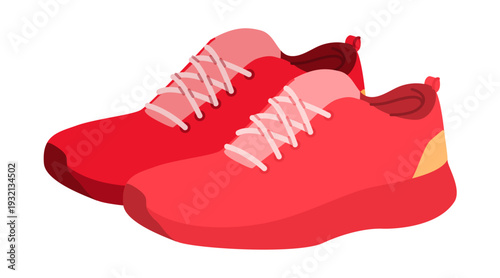 Bold running shoe flat pair. Comfortable running sport footwear for workout modern youth wardrobe. Technical fashion illustration, CAD mockup, soft vector woman men unisex isolated contemporary style.