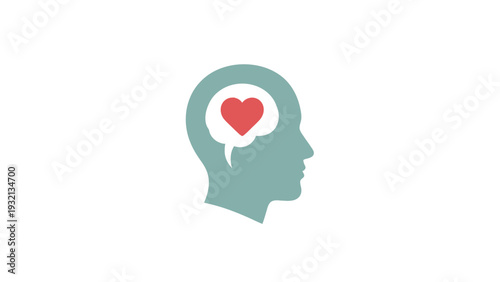 Human Head with Heart Thought Bubble.