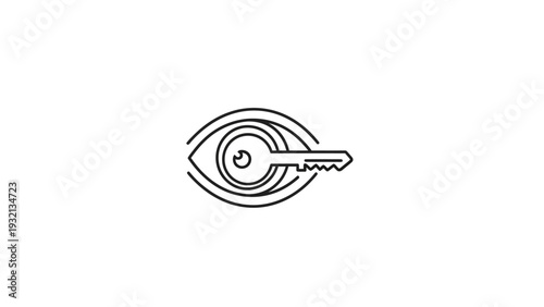 Key Inserted in Eye Lock Symbol.