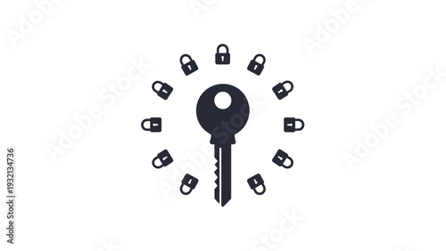 Key Unlocking Locks Security Concept.