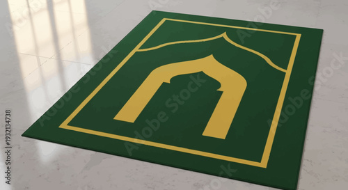 Islamic prayer mat with arch design.