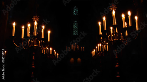 Candelabras and Candles in Dark Castle.