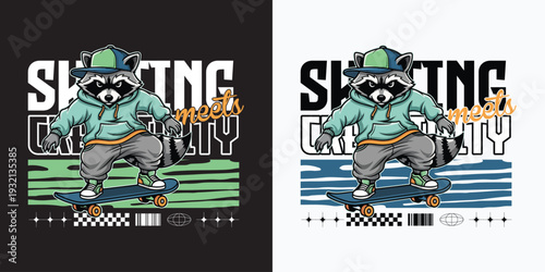 Streetwear Skateboarding Graphic T-Shirt Design Urban Skater Style