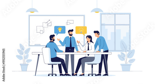 Business Meeting with Colleagues Discussing Project.