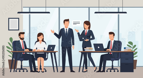 Business meeting in a modern office.