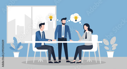 Business Meeting with Colleagues Discussing Ideas.