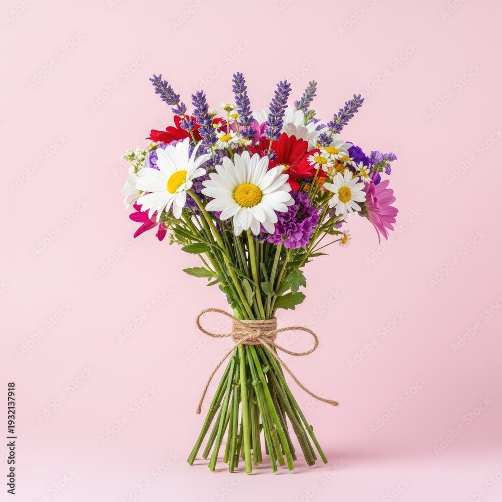 Fototapeta premium Labor day bouquet of colorful flowers and daisies