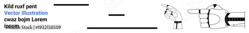 Communication, design concepts, hand signals, typography layouts, minimalism, creative schematics. Hand pointing gestures and horizontal lines. Communication and design concepts