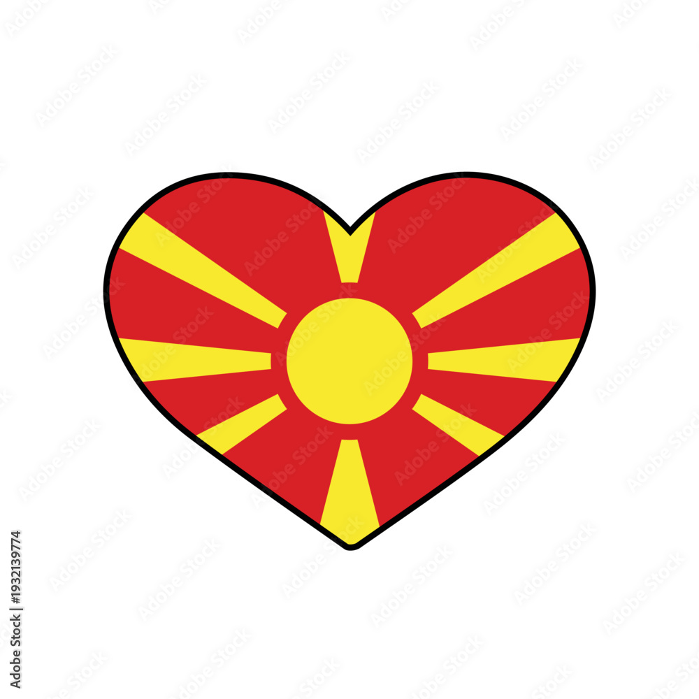Obraz premium Heart with the north macedonia flag Vector heart with the flag on a white background