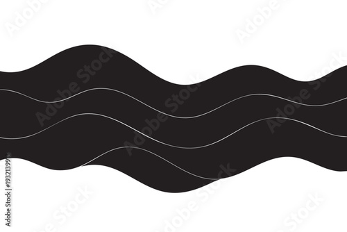 Abstract Black Wavy Lines Water Wave Vector Silhouette